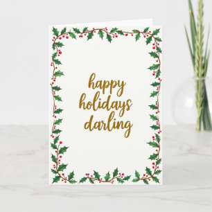 Joyeuses Fêtes Darling Carte de Noël au houx aquar