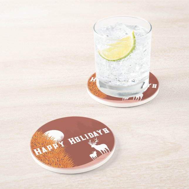 Joyeuses Fêtes - Dessous de Verre en Grès (Côté)
