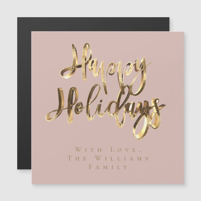 Joyeuses fêtes Elégant Rose Rose Or Noël (Devant / Derrière)