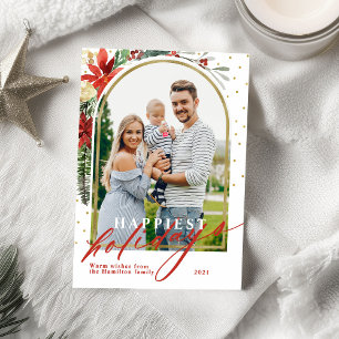 Joyeuses Fêtes Famille Photo Arc de Noël Carte