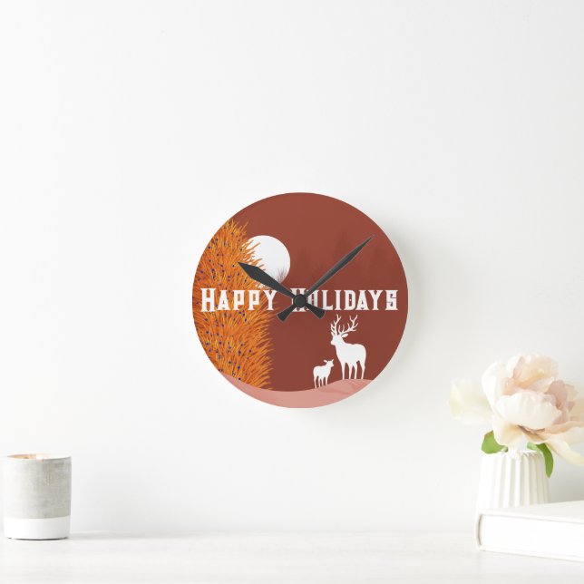Joyeuses Fêtes - Horloge murale en acrylique (Maison)