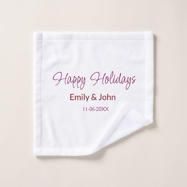 joyeuses fêtes maron nom date hiver noël bo (Gant de toilette)