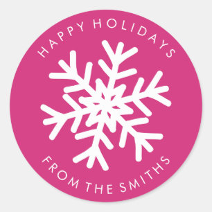 Joyeuses fêtes - Noël Rose chaud + Étiquette blanc