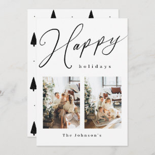 Joyeuses Fêtes noir et blanc Carte de vacances pho