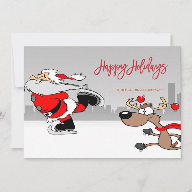 Joyeuses Fêtes Père Noël Renne Photo (Devant)