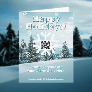 Joyeuses fêtes Petite carte de Noël Snowflake QR C