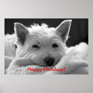 Joyeuses fêtes - Poster du chien mignon Westie