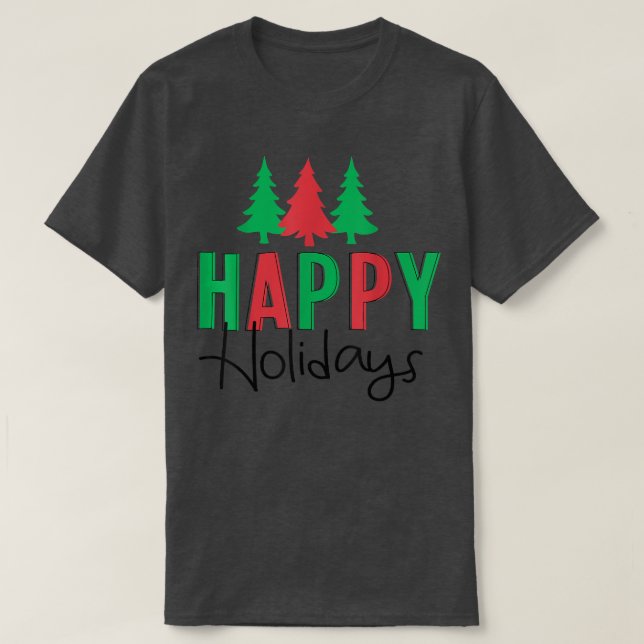Joyeuses fêtes Rétro Noël arbres T-shirt (Design devant)