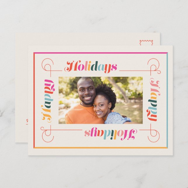 Joyeuses fêtes Rétro Noël Carte postale (Devant / Derrière)