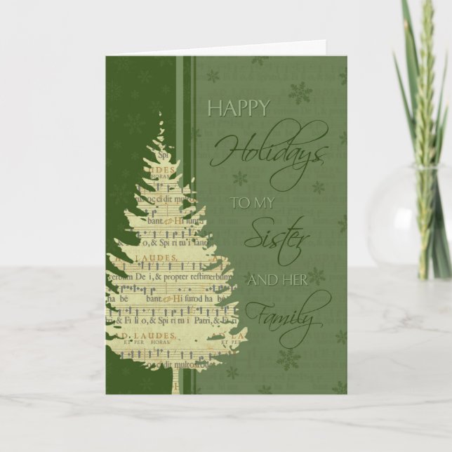 Joyeuses fêtes Soeur et carte de Noël familiale (Devant)