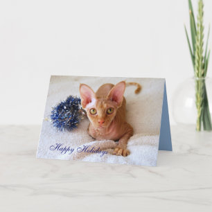 Joyeuses Fêtes Sphinx Chat Avec Carte De Guirlande