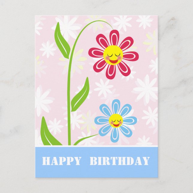 Joyeuses Fleurs Bonne Carte postale Anniversaire (Devant)