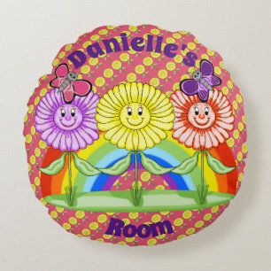 Joyeuses fleurs Coussin rond
