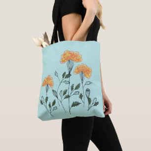 Joyeuses Fleurs Jaunes sur le Sac fourre-tout Aqua