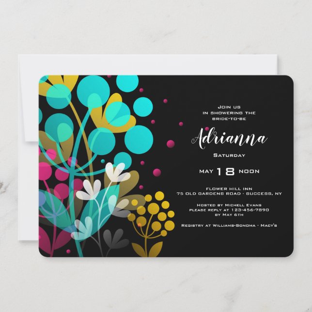 Joyeuses Fleurs nuptiales Invitation douche nuptia (Devant)