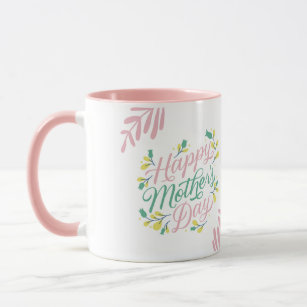 Joyeuses mamans jour imprimé tasse rose