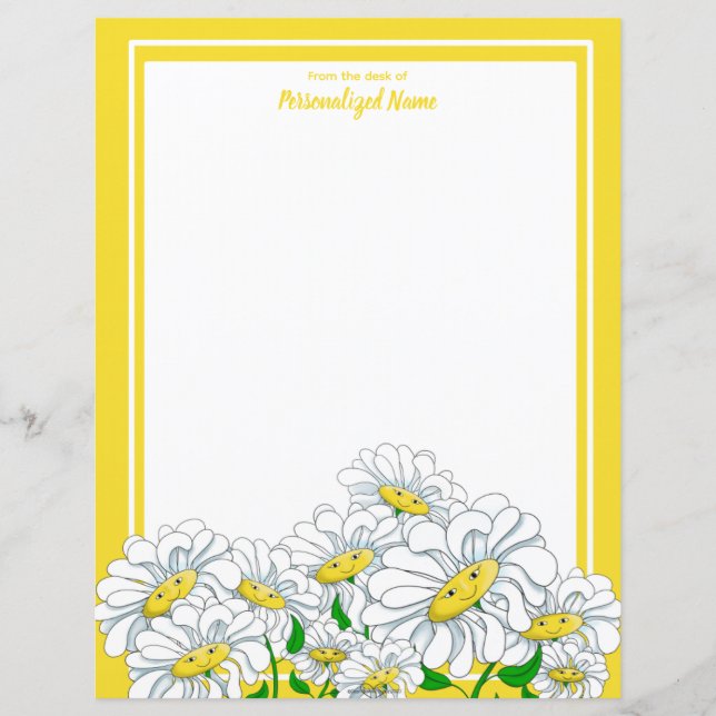 Joyeuses marguerites feuille papier jaune blanc no (Devant)