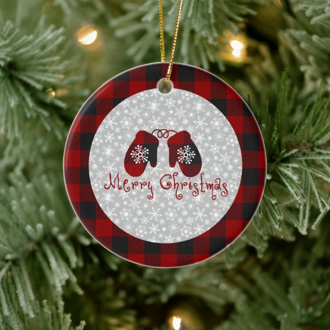 Joyeuses mitaines de Noël Ornement en céramique (Arbre)