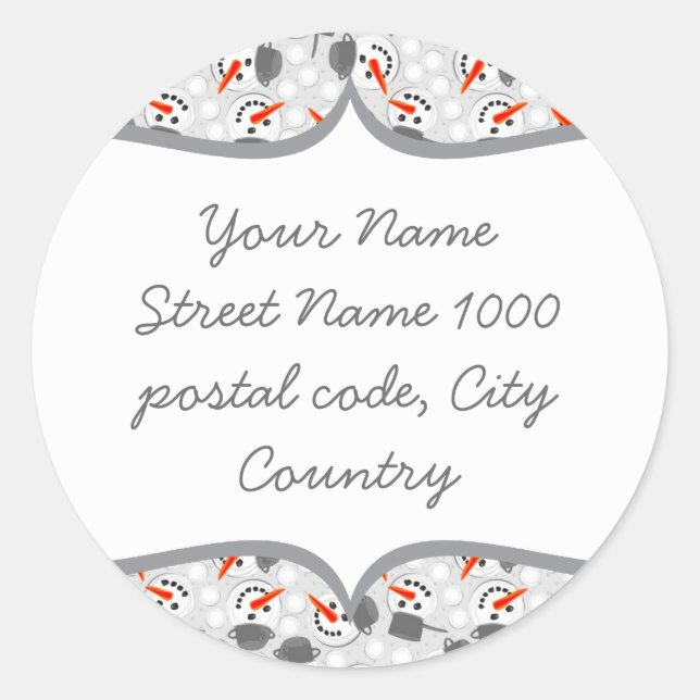 joyeuses neiges sur étiquette de adresse gris (Devant)