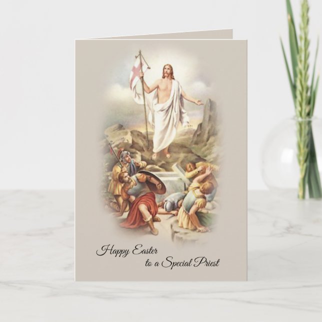 Joyeuses Pâques à une carte spéciale de prêtre cat (Devant)