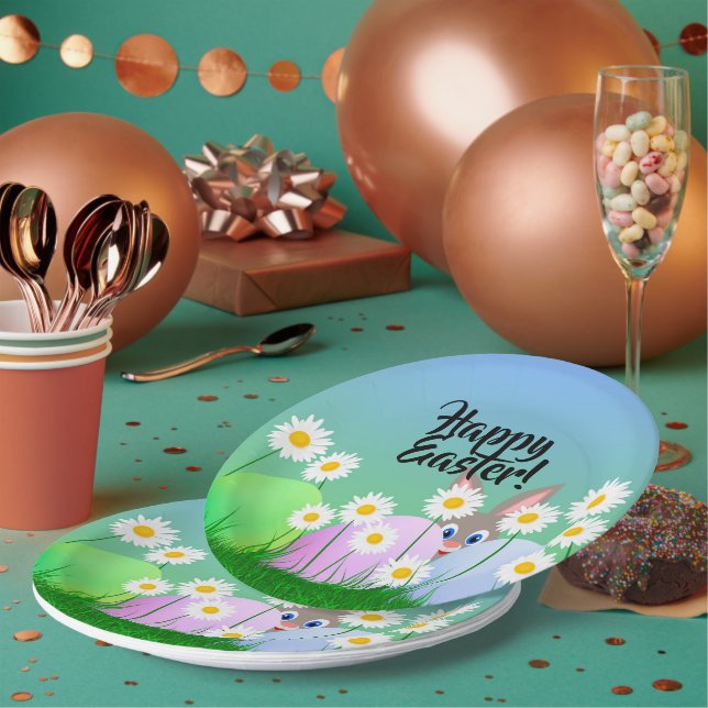 Joyeuses Pâques Assiette en carton Lapin de Pâques (Multi)