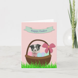 Joyeuses Pâques avec Chien dans Carte de Panier de