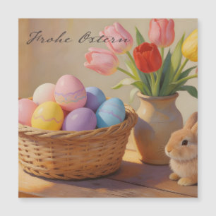 Joyeuses Pâques avec des œufs colorés et des tulip