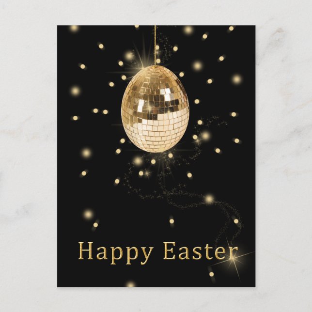Joyeuses Pâques Boule à Facettes Dorée Carte de Vœ (Devant)