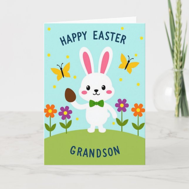 Joyeuses Pâques Carte de motif pour petit-fils (Devant)