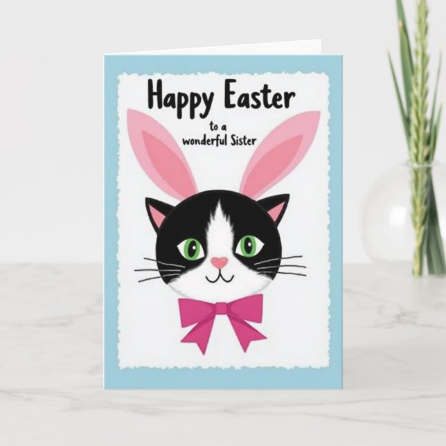 Joyeuses Pâques Carte de Sœur Chat (Devant)