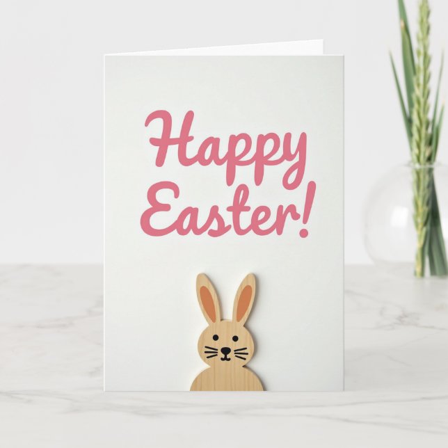 Joyeuses Pâques Carte en Bois Simple (Devant)