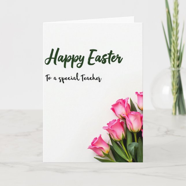 Joyeuses Pâques Carte Fleurie pour l'enseignant (Devant)