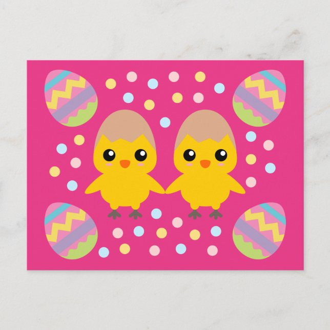 Joyeuses Pâques Carte Postale Adorable de Poussins (Devant)