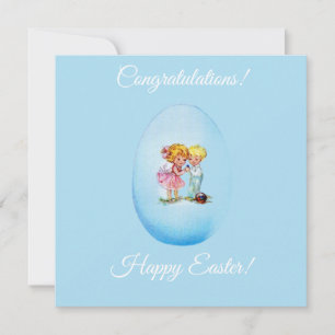 Joyeuses Pâques ! Carte postale rétro, œuf de Pâq
