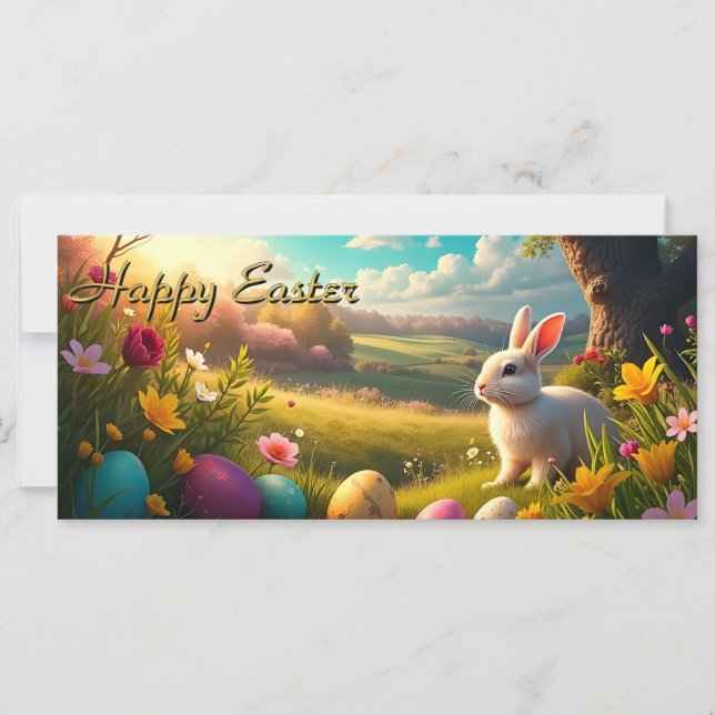 Joyeuses Pâques dans un paysage printanier (Devant)