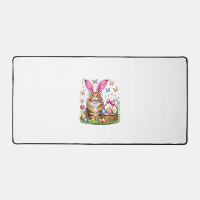 Joyeuses Pâques Lapin Mignon Chat Maine Coon Œufs  (Recto)