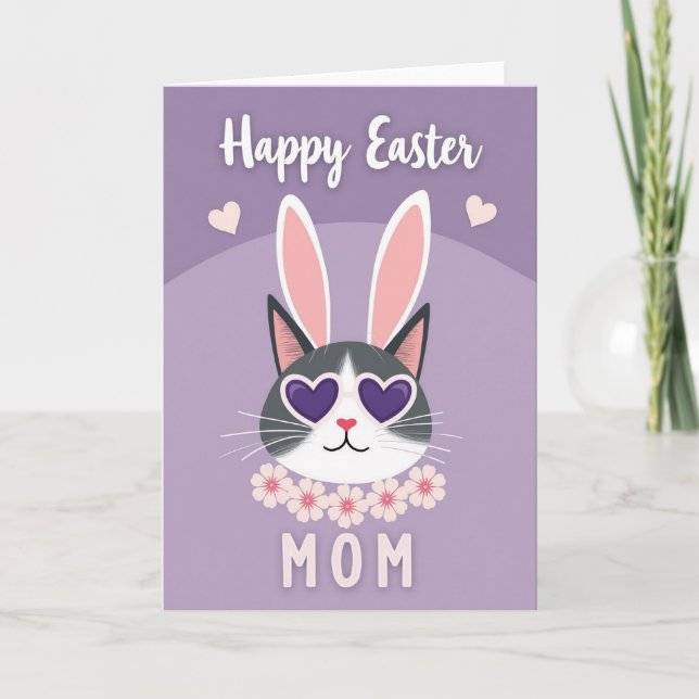 Joyeuses Pâques Maman Carte d'Art de Chat (Devant)