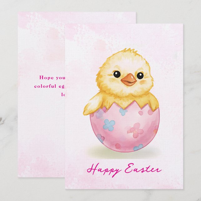 Joyeuses Pâques Mignon poussin nouveau-né Carte de (Devant / Derrière)