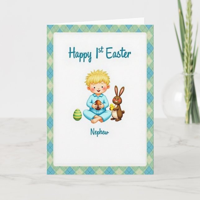 Joyeuses Pâques Neveu Première Carte (Devant)