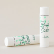 Joyeuses Pâques œufs verts pastel nom date simple