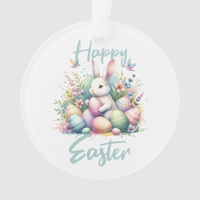 Joyeuses Pâques pastels Lapin de Pâques Œuf aquare (devant)
