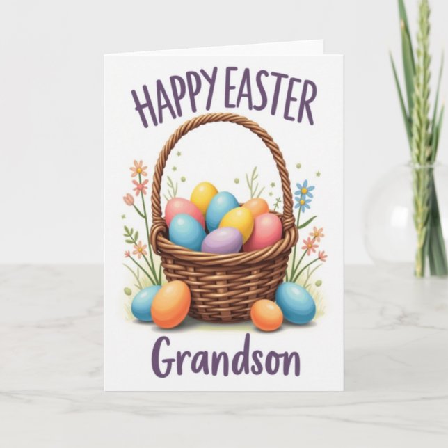 Joyeuses Pâques Petit-Fils Carte de Printemps (Devant)