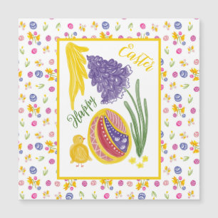Joyeuses Pâques poulet, œuf, motif de jacinthe des