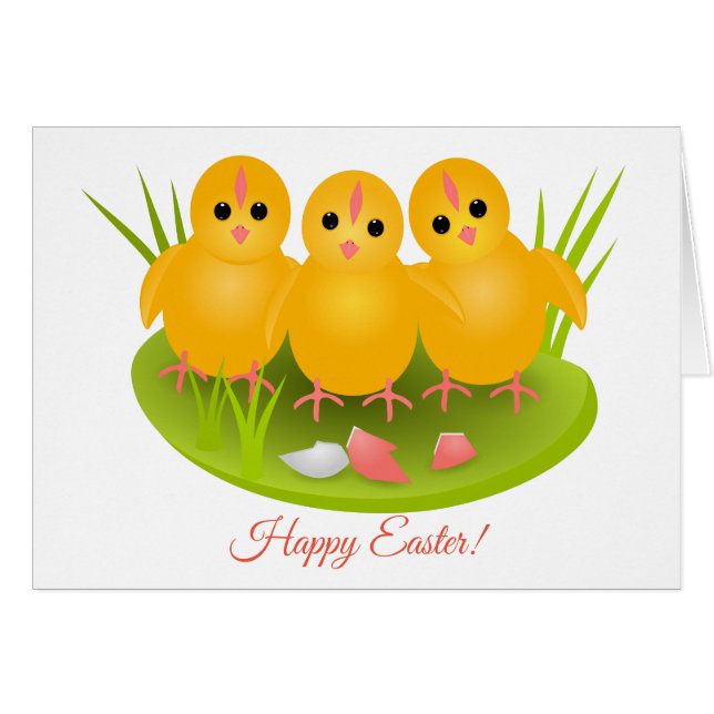 Joyeuses Pâques poussins jaunes (Devant horizontal)