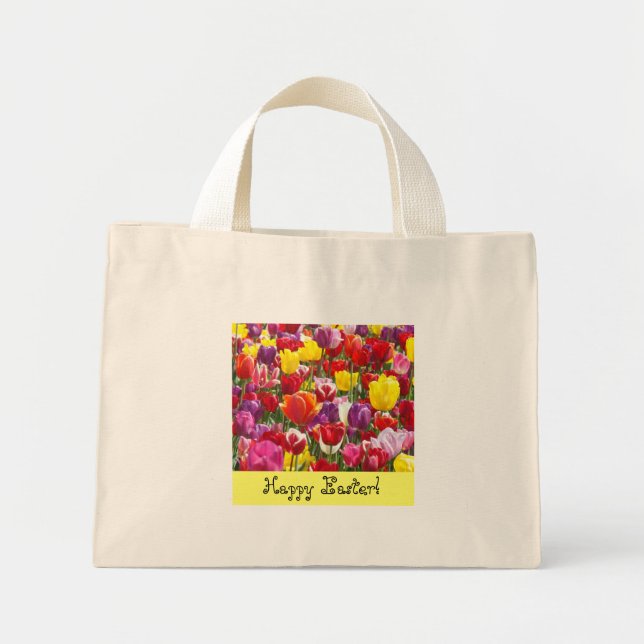 Joyeuses Pâques ! Sacs cabas Fleurs de tulipe Prin (Devant)