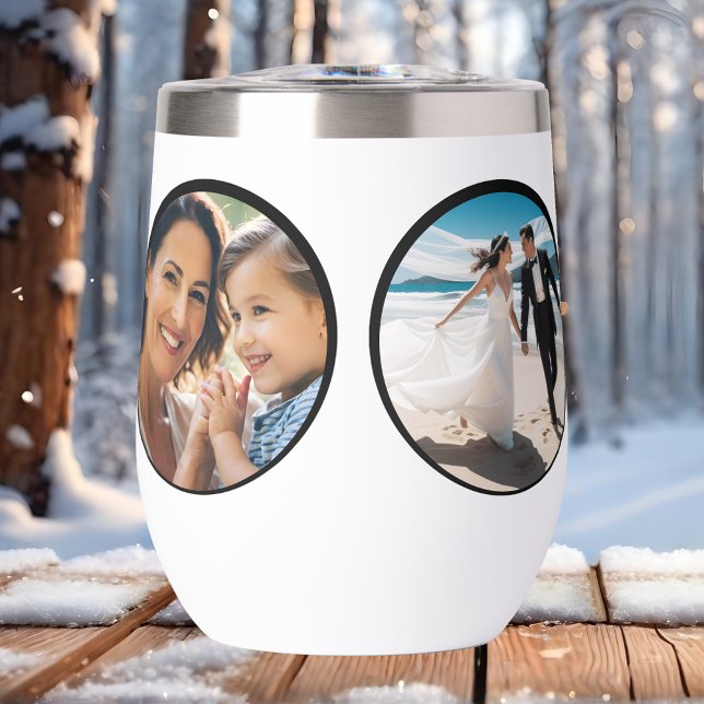 Joyeuses photos de famille Tumbler Isolé (Insulated tumbler featuring 4 custom photos - anniversary gift - Christmas or birthday gift)