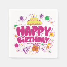 Joyeuses serviettes en papier d'anniversaire