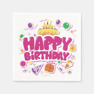 Joyeuses serviettes en papier d'anniversaire