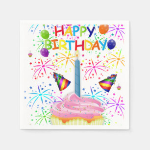 Joyeuses serviettes en papier d'anniversaire