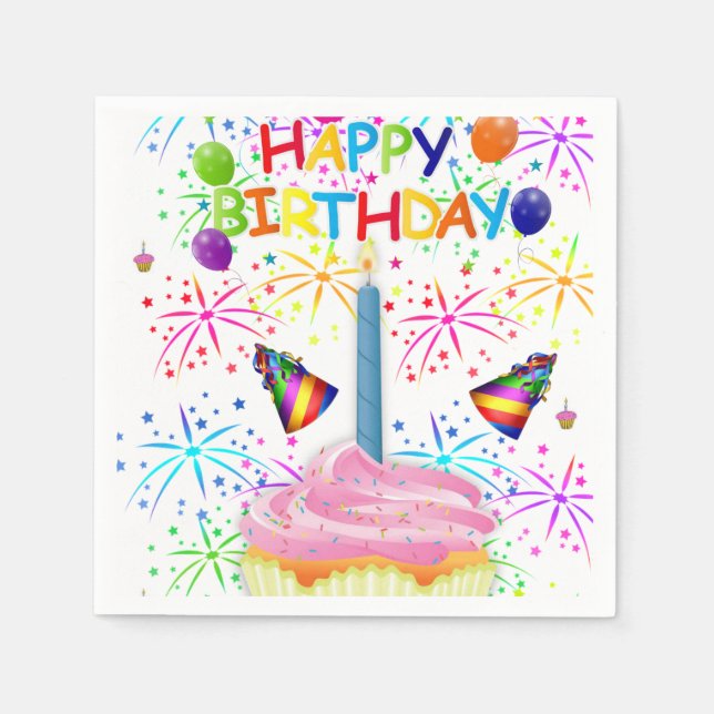 Joyeuses serviettes en papier d'anniversaire (Devant)